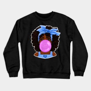 Blue Bubble Gum | Pretty Black Girl Art Design Crewneck Sweatshirt